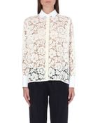 Valentino Long Sleeve Lace Front Shirt - Lyst