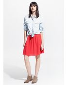Mango Textured Skirt - Lyst