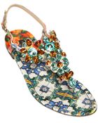 Dolce & Gabbana Maiolica Print Cotton Brocade Sandals - Lyst