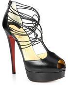 Christian Louboutin Multi-Strand T-Strap Peep-Toe Pumps - Lyst