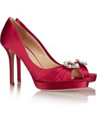 Oscar de la Renta Lady Embellished Satin Pumps - Lyst