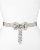 Oscar de la Renta Metallic Crystal Bow Tassel Belt - Lyst