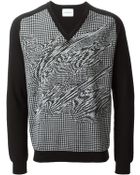 Iceberg Jacquard V-Neck Sweater - Lyst