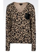 Armani Jeans Animal Print Vneck Jumper - Lyst
