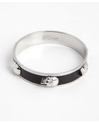 Alexander McQueen Silver And Black Enamel Skull Bangle - Lyst