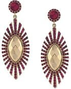 Jessica Simpson Goldtone Fuchsia Stone Drop Earrings - Lyst