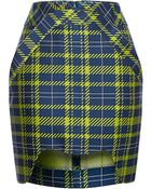 Antonio Berardi Neon Printed Plaid Mini Skirt - Lyst