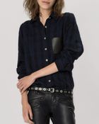 Maje Shirt - Ganette Leather Trim Plaid - Lyst