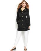 Michael Kors Michael Petite Hooded Belted Trench Coat - Lyst