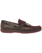 Ferragamo Suede And Leather Boat Shoes - Lyst