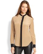 Ralph Lauren Black Label Silk Alfia Contrast Blouse - Lyst