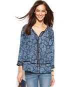 Michael Kors Michael Paisleyprint Peasant Blouse - Lyst