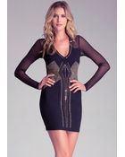 Bebe Embellished V-Neck Dress - Lyst