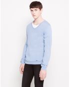 Pull&Bear Basic V Neck Jersey - Lyst