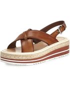 Prada Leather Crisscross Platform Sandal - Lyst