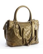Gucci Gold Leather Ssima Pattern Convertible Tote Bag - Lyst