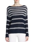 Vince Striped Dropped Shoulder Linen Sweater - Lyst