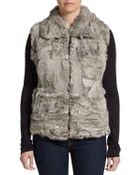 Saks Fifth Avenue Black Zip-Front Rabbit Fur Vest - Lyst