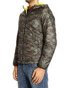 Armani Jeans Down Jacket Bomber With Hood Nylon Camouflage - Lyst