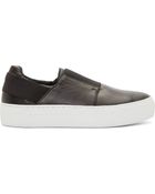 Helmut Lang Black Leather Slip_On Sneakers - Lyst