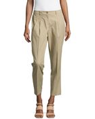 Michael Kors Twill Pleated Cropped Pants - Lyst