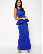 Asos Bonded Peplum Jersey Maxi Dress - Lyst