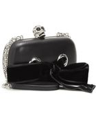 Alexander McQueen Skull Velvet-Trimmed Leather Box Clutch - Lyst