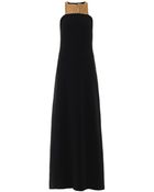 OSMAN Brocade-Neckline Crepe Dress - Lyst