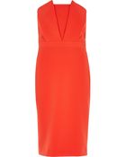River Island Red Bandeau Pleat Pencil Dress - Lyst