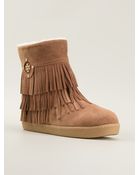 Tory Burch Collins Fringed Booties - Lyst