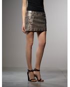 Patrizia Pepe Miniskirt In Metallic Jaquard Cotton Denim - Lyst
