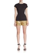 Diane von Furstenberg Naples Lasercut Metallic Leather Shorts - Lyst