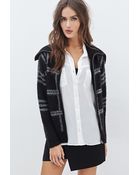 Forever 21 Fuzzy Plaid Shawl Collar Jacket - Lyst