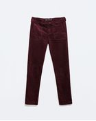 Zara Velveteen Tie-Wasit Trousers - Lyst