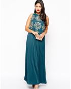 Asos Curve Exclusive Red Carpet Maxi Dress With Pleated Skirt & Jewelled Bodice - Lyst