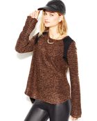Sanctuary Long Sleeve Crewneck Paneled Sweater - Lyst