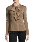 ESCADA Ruffled-Front Wool-Blend Blouse - Lyst