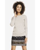 Express Rhinestone Sleeve Crew Neck Sweater - Lyst