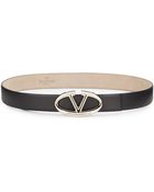 Valentino Leather V-Buckle Skinny Belt - Lyst