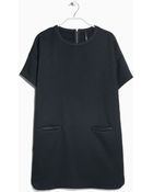 Mango Pocket Textured Dress - Lyst