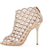 Sergio Rossi Scalloped Crystal Peep-Toe Sandal - Lyst