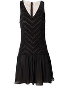 Alice + Olivia Lyla Beaded V-Neck Drop Waist Dress - Lyst