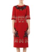 Dolce & Gabbana Flocked And Embroidered Crepe Dress - Lyst
