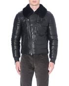Ralph Lauren Black Label Leather Down Filled Flight Jacket - Lyst