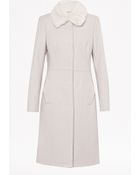 French Connection Platform Felt Fur Collar Coat - Lyst