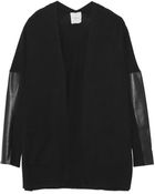 Mason by Michelle Mason Leather-Trimmed Wool And Cashmere-Blend Cardigan - Lyst