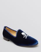 Del Toro Skull And Bone Embroidered Velvet Slippers - Lyst