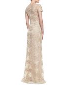 David Meister Short-Sleeve Lace Overlay Gown - Lyst