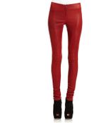 Alice + Olivia Leather Exposedzip Skinny Pants - Lyst