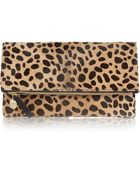Clare V. Foldover Leopardprint Calf Hair Clutch - Lyst